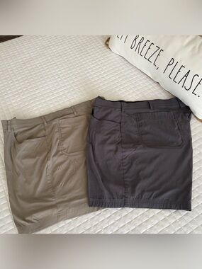 2- RedHead Men's Flat-Front Shorts in Tan and Dark Gray